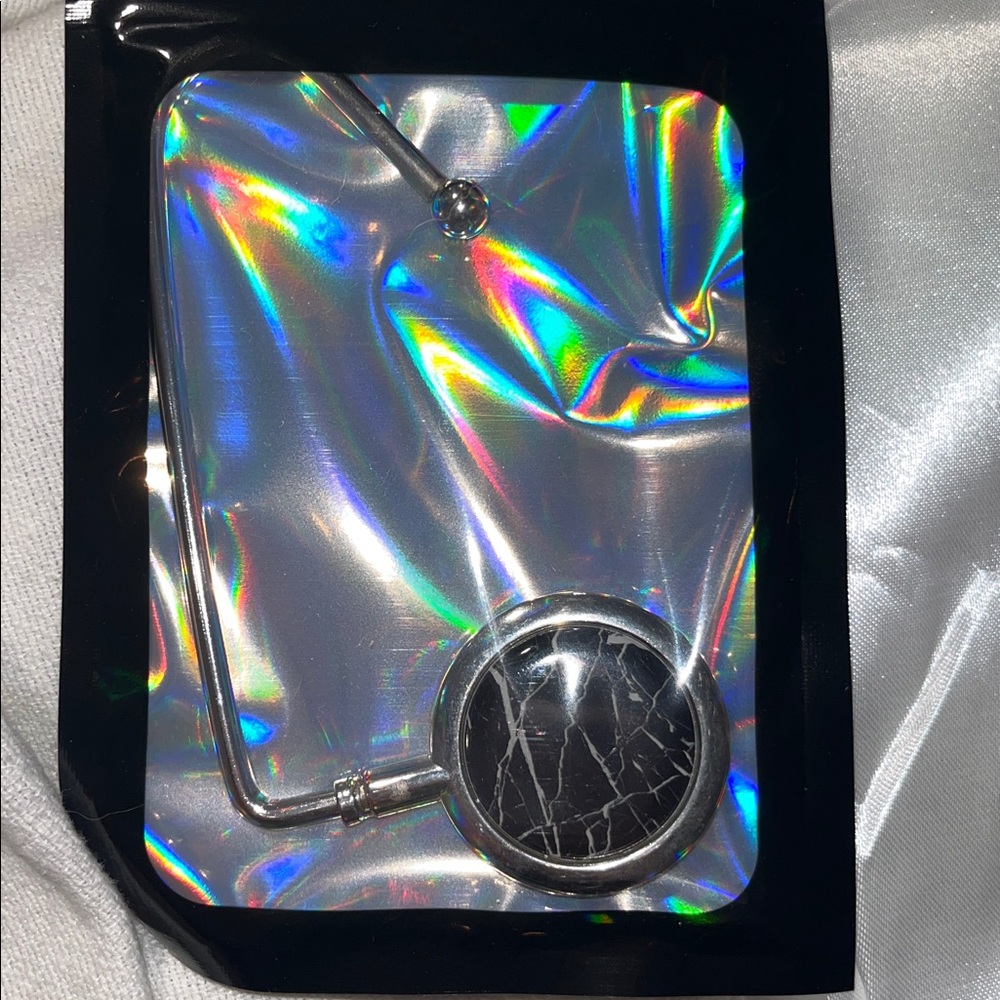 Silver and Black Marble purse hook